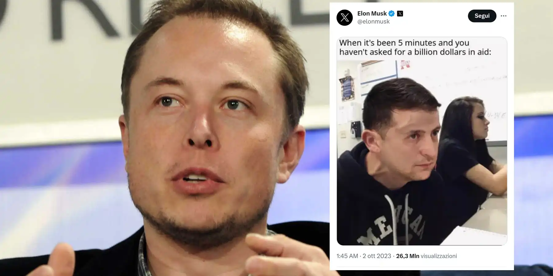 Elon Musk post on x against aid Ukraine